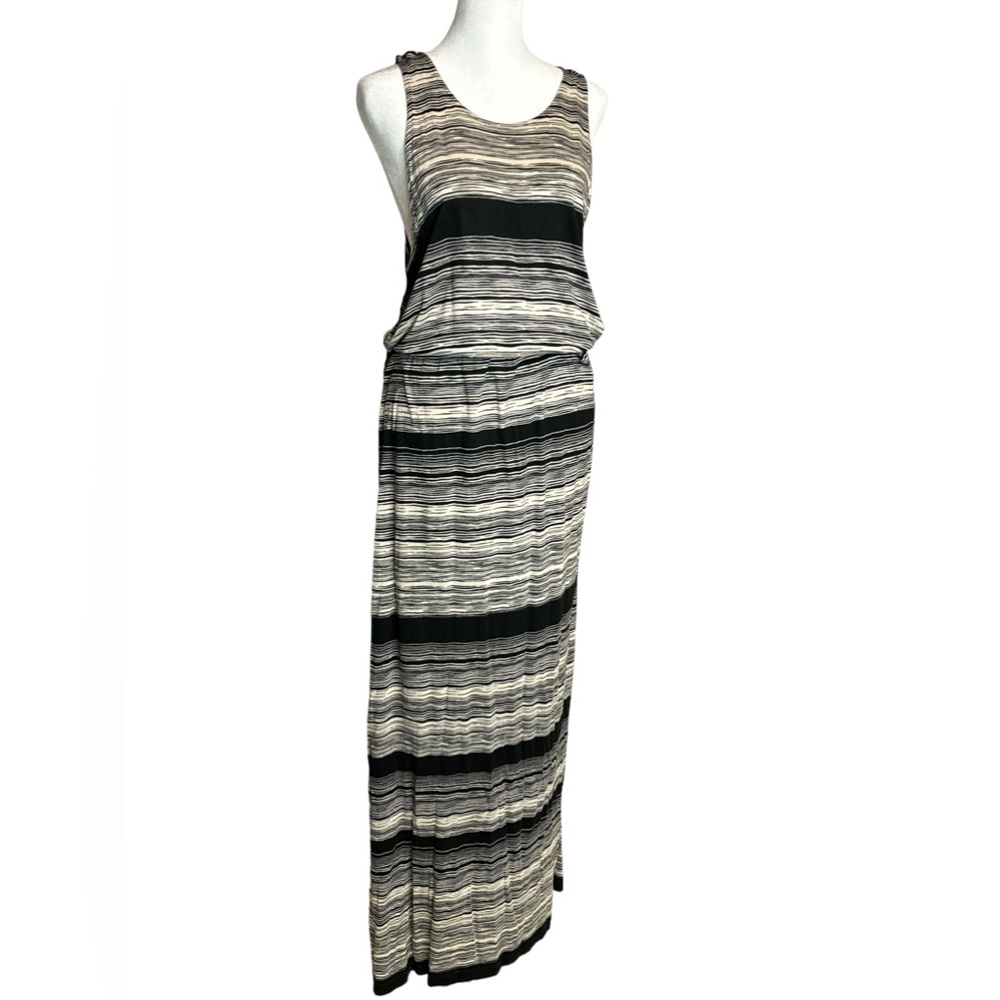 The Loft Tank Maxi Dress, Size L, Sleeveless, Full Length, Black and Tan, Cream